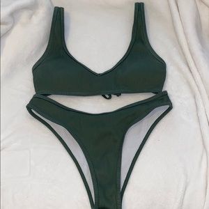 Ribbed Forest Green Bikini